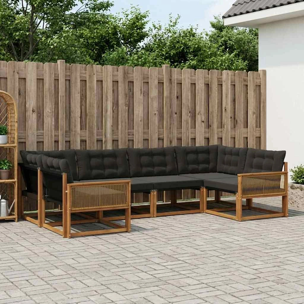 Set di divani da esterno 6 pz Naturale e Nero 3381652