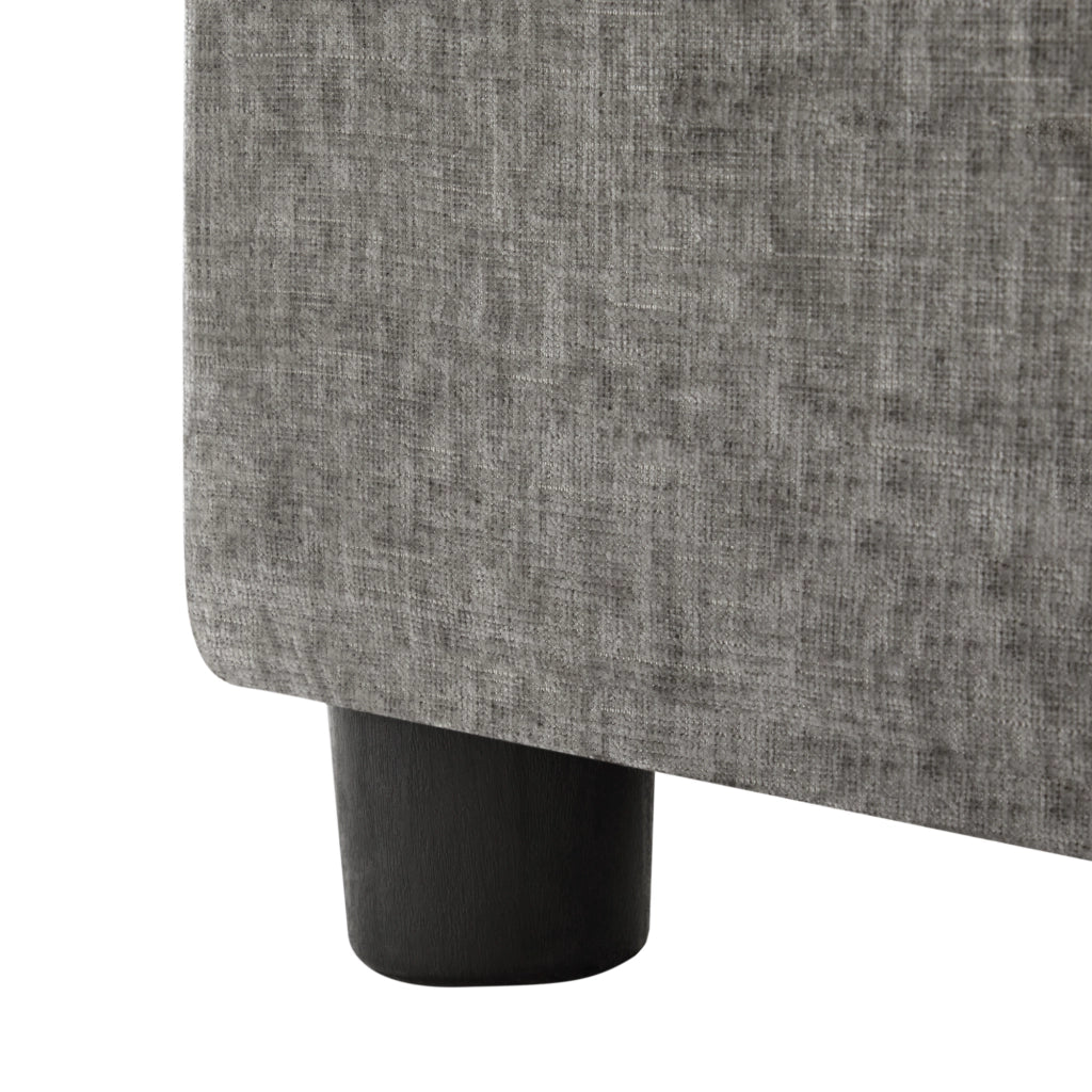 Divano angolare 3-4 posti con pouf e 4 cuscini, braccioli regolabili, in ciniglia, grigio