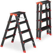 Trappola a doppia azione in alluminio, 4 gradini, fino a 120 kg, leggera, 78 x 43 x 69 cm, trappola di sicurezza per cucina, nera