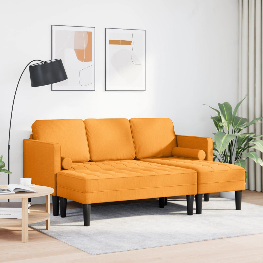 Set di divani da 2 pezzi con cuscini in tessuto giallo scuro