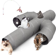 Tunnel per gatti a forma di cactus - Opvouabile e resistente alle scuffie - Grigio - 30 cm di diametro