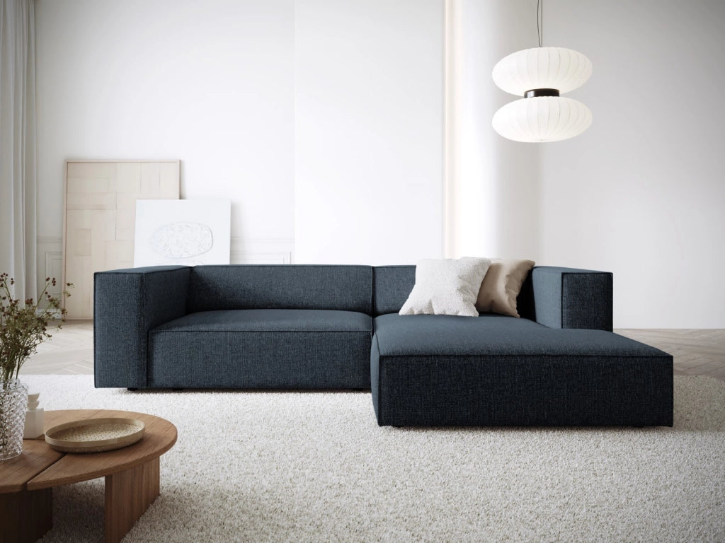 Cosmopolitan Design - Divano angolare destro "Arendal" 3 posti in ciniglia blu reale 