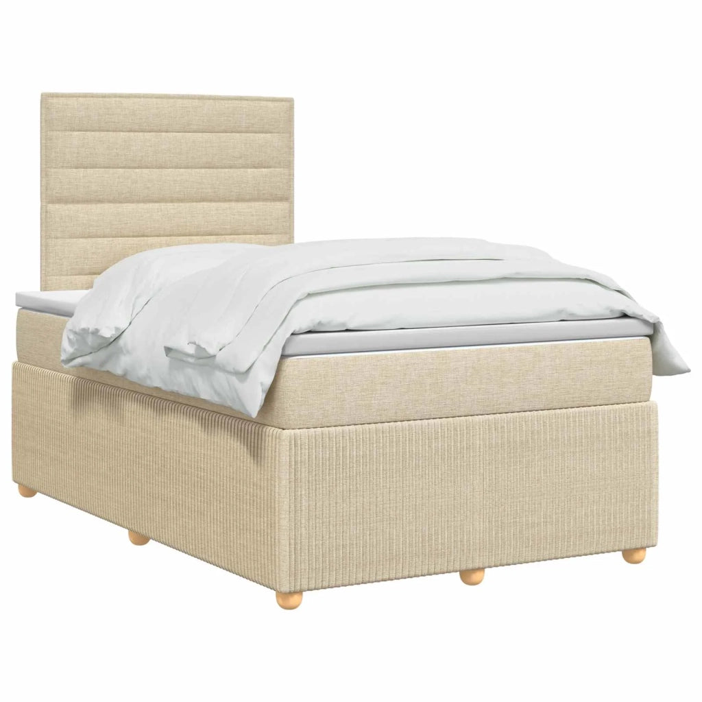 Letto box spring con materasso Crema 120 x 190 cm Tessuto 3454345