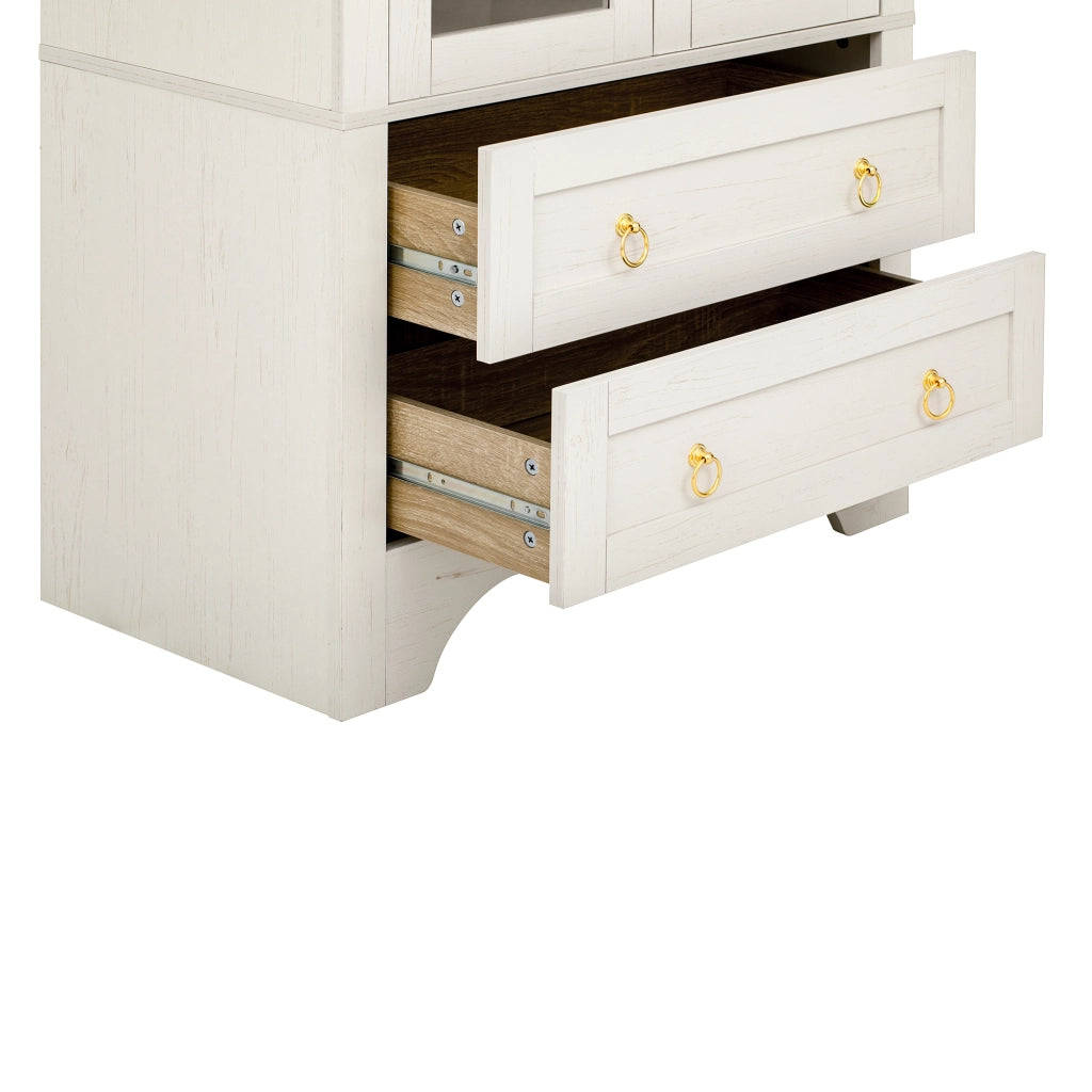 Credenza alta 76.2x40.1x180 cm con ripiani regolabili in MDF bianca