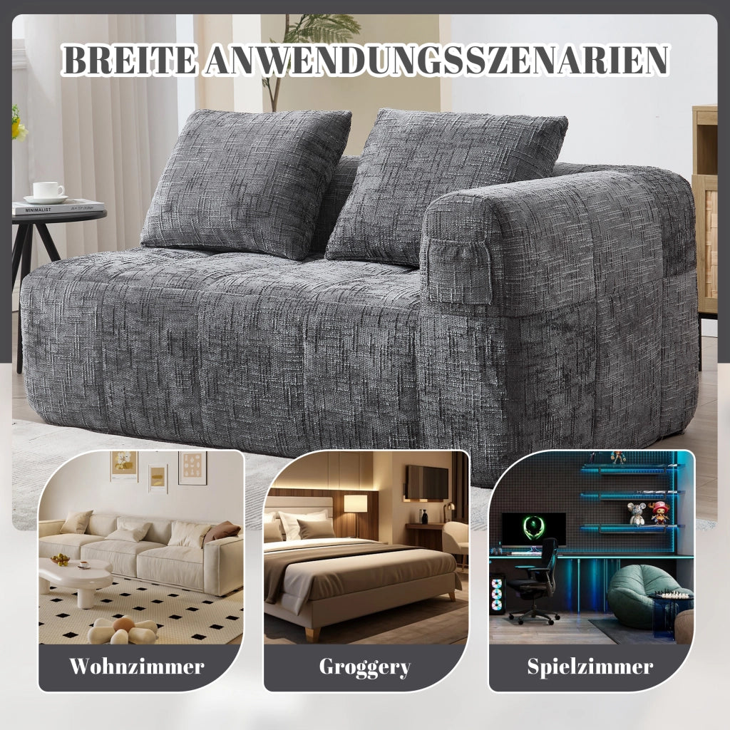 DIVANO Chaise longue 158x90x60 cm Chenille grigio con cuscino incluso