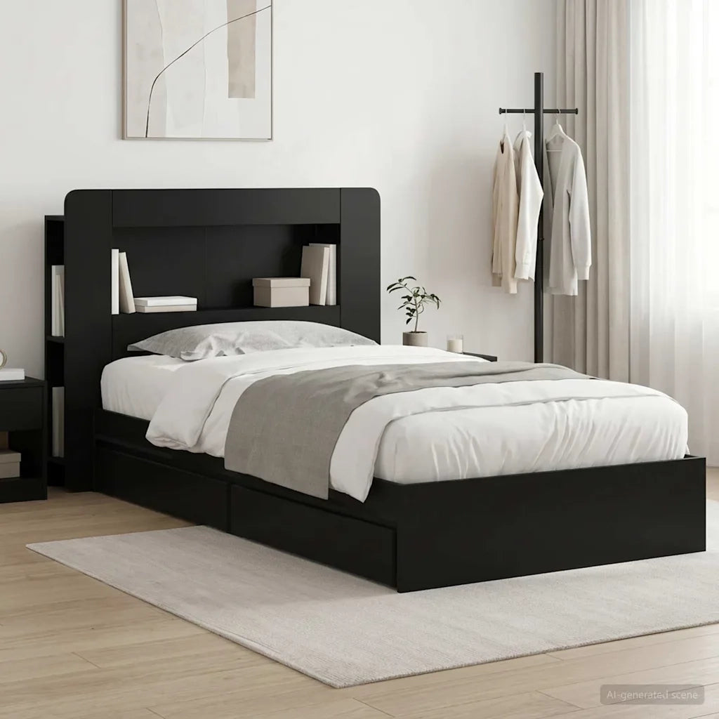 Telaio del letto con storage con cassetto Nero 90 x 190 cm 3433624