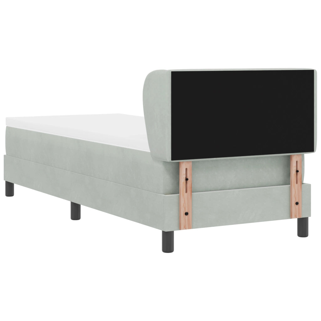 Letto Box Spring con Materasso Grigio Chiaro 80x200 cm Velluto