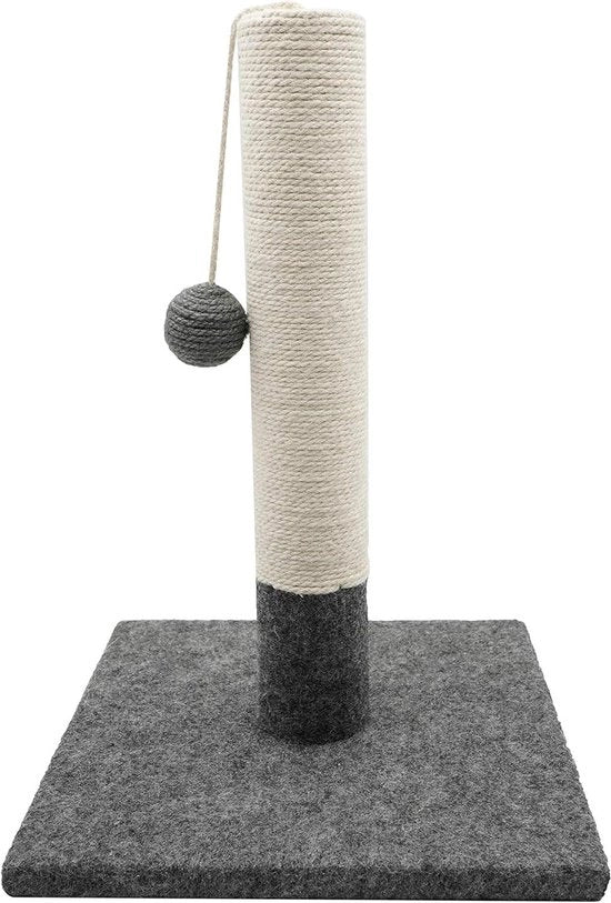 Polo da Gatto in Design Moderno con Piuma in Colore Grigio e Bianco - Base Stabile 30 x 30 cm
