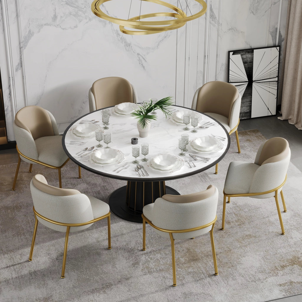 Sedia da Pranzo con Schienale Ergonomico e Piedini Regolabili, in Similpelle e Legno Beige