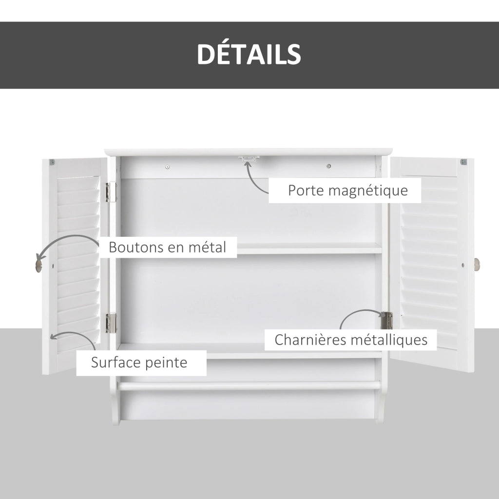 Armadio Bagno 2 Ante ¨C Zephmum ¨C Legno Bianco 60x30x