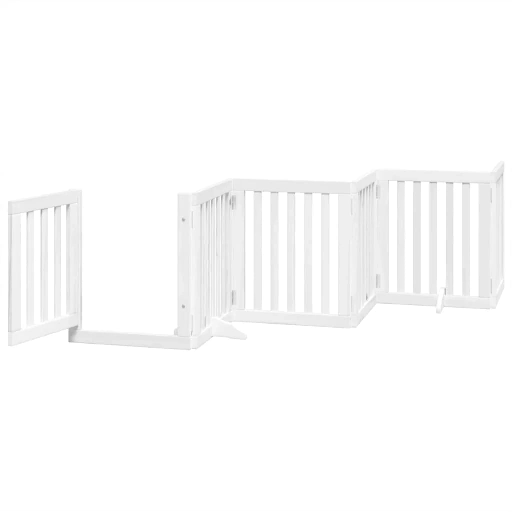 Cancelletto di sicurezza per animali domestici porta pieghevole 9 pannelli legno di pioppo bianco 02_0023293