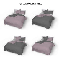 Copripiumino Singolo con Sacco e Federe Doubleface Rosa Antico/Fumo