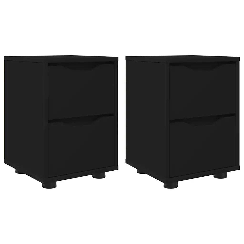 Comodini 2 pcs Nero 30,5 x 30 x 43 cm Legno multistrato