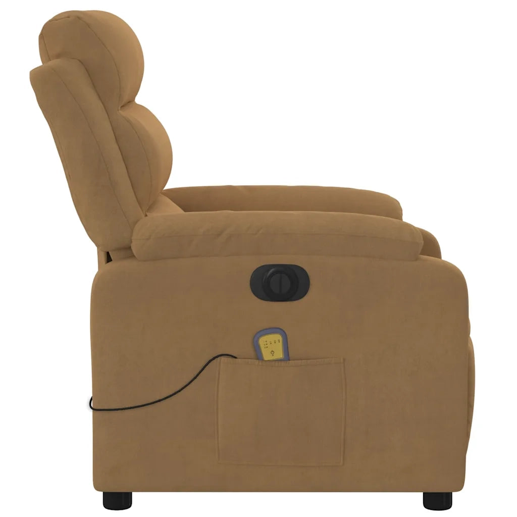 Poltrona Massaggiante Reclinabile Elettrica Marrone Velluto 3205089