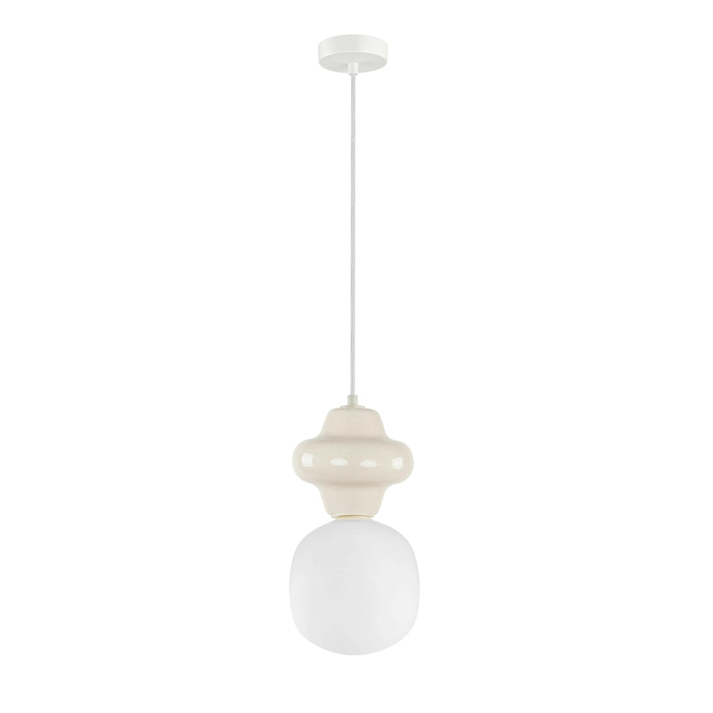 Sospensione Art Déco ceramica vaniglia Ø15 1xE14 Italux