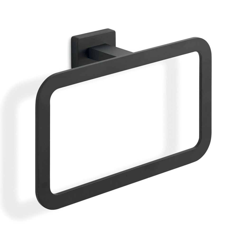 Portasalviette ad anello da muro in acciaio inox e Cromall 4470 Gedy serie ATENA Nero Opaco