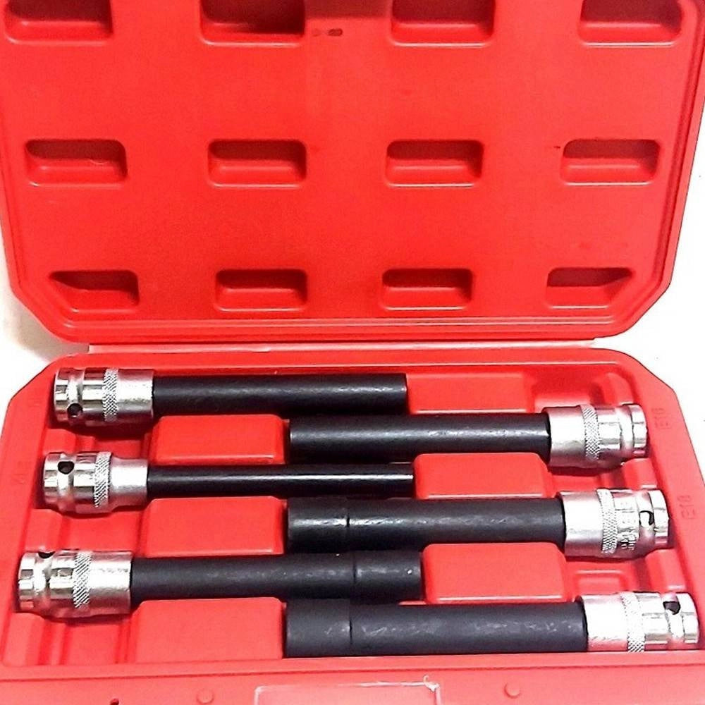 Trade Shop - Bussola Chiavi Torx Femmina Set Lunghi E10-e20 Testa Cilindro Attacco 1/2 Quadro -