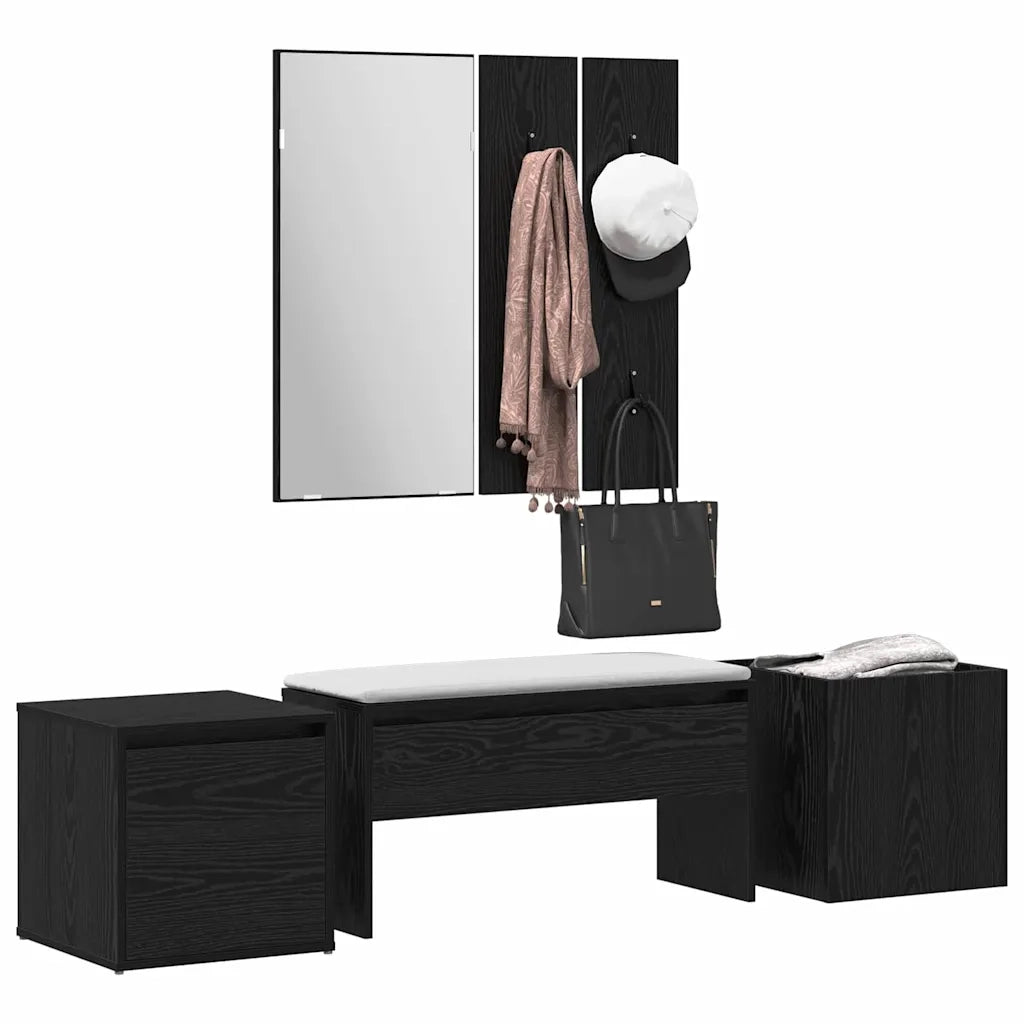vidaXL Set mobili da ingresso 4 pcs Rovere nero 80 x 31 x 40 cm