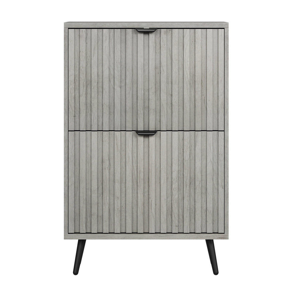 Scarpiera salvaspazio per ingresso con 2 ante a ribalta ¨C MINIMAL ¨C Grigio, 60 cm