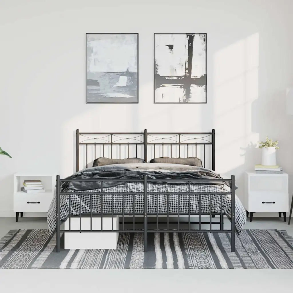 Giroletto con Testiera e Pediera Metallo Nero 135x190 cmcod mxl 131909