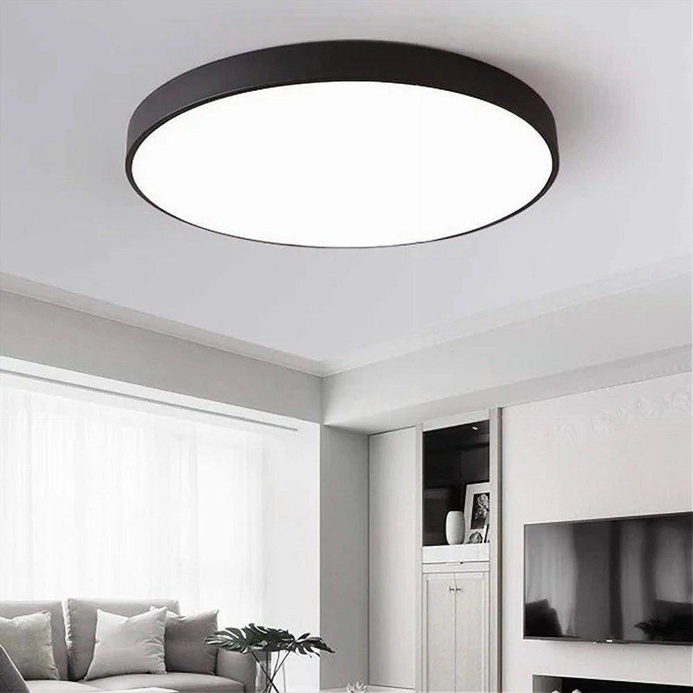 Trade Shop - Plafoniera Led 70w Rotonda Lampada Da Soffitto Nero Lampadario Luce Fredda 02591 -