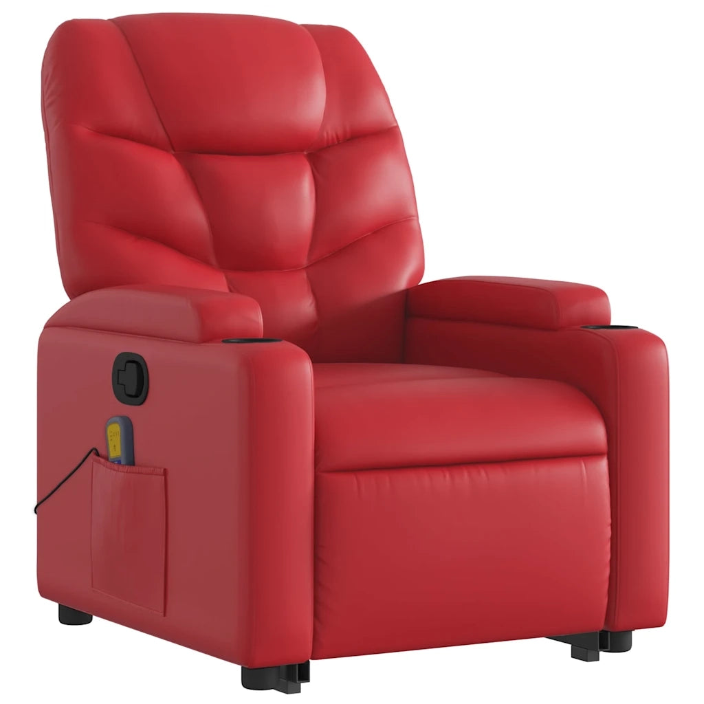 Poltrona Alzapersona Reclinabile Massaggio Rosso in Similpelle 3204670