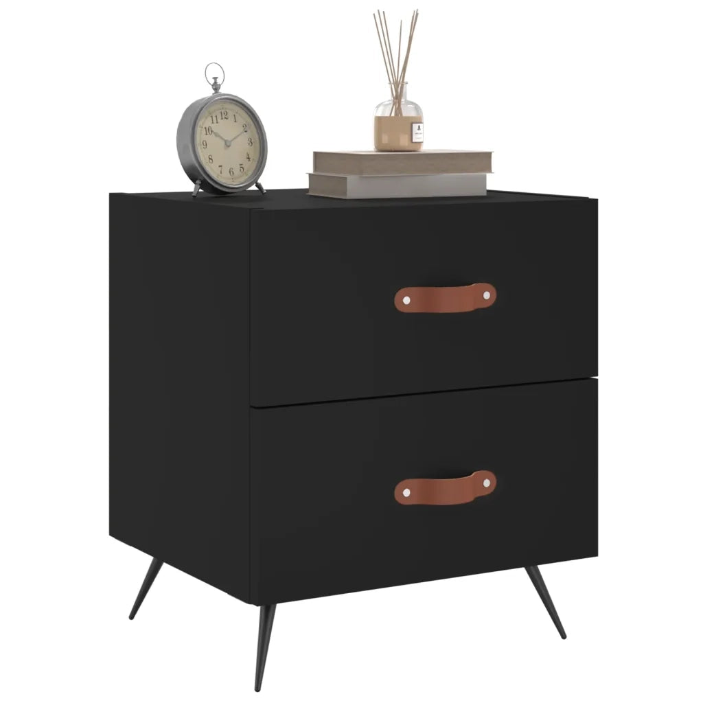 Comodini 2 pz Neri 40x35x47,5 cm in Legno Multistrato 827247