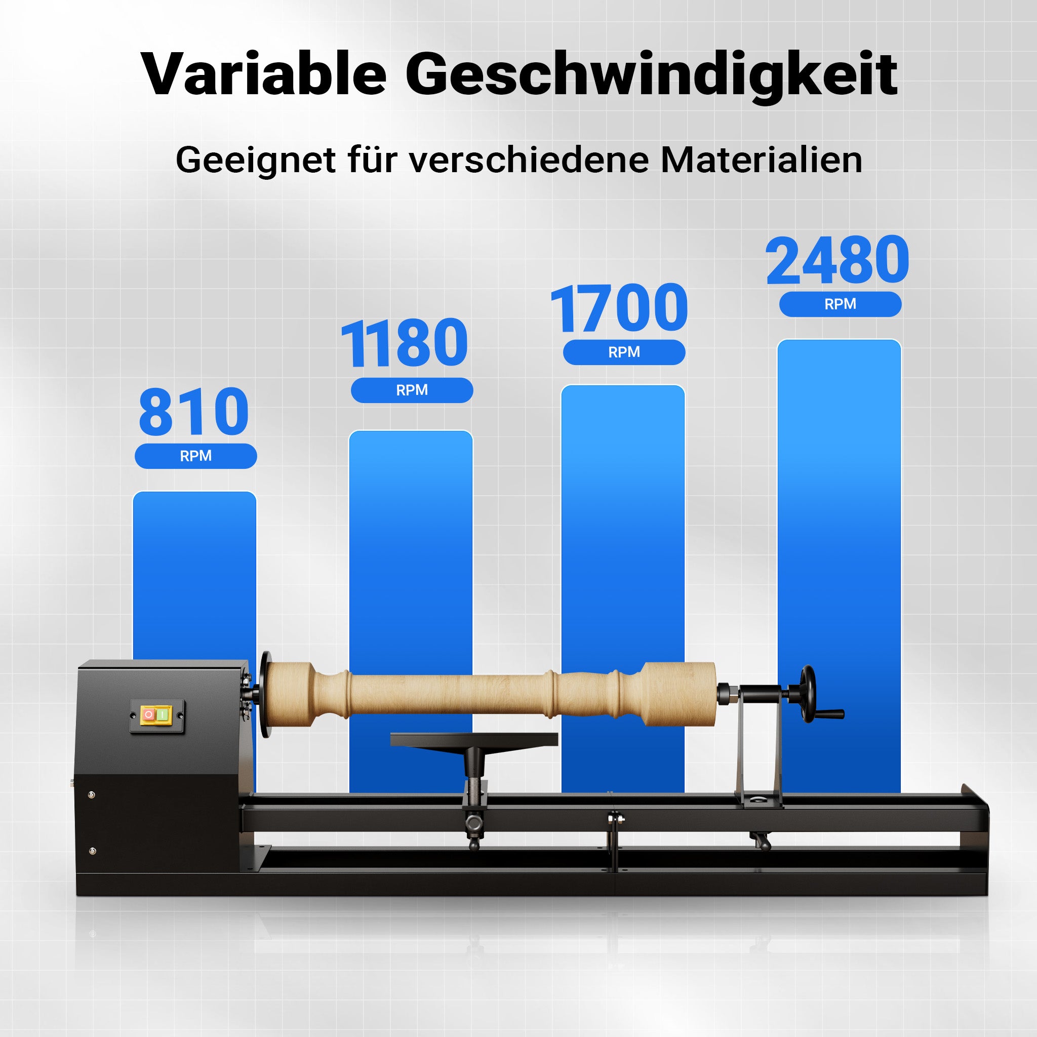 Tornio da banco per legno da 350 watt 1000 mm, diametro di tornitura 350 mm, per tornitura legno