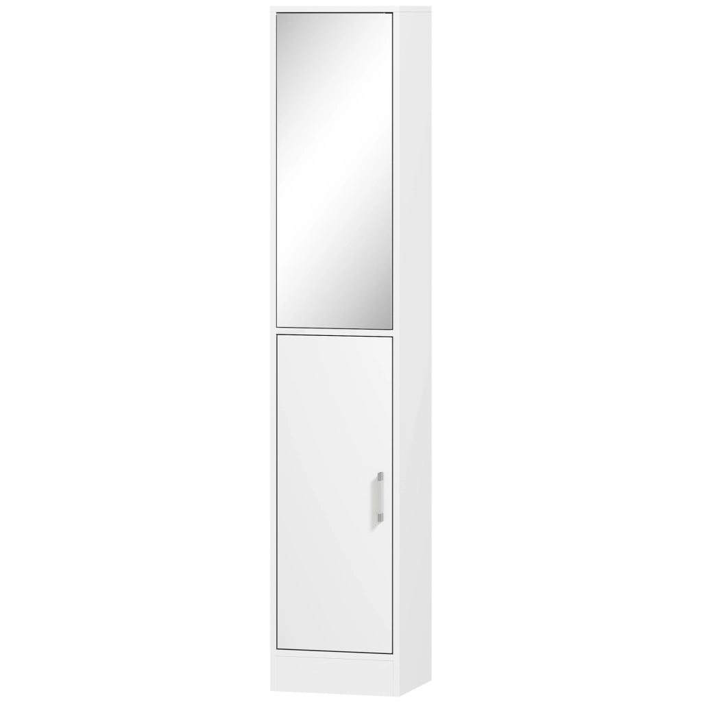 Mobile colonna bagno con specchio 6 livelli 2 ante ripiani regolabili ¨C zephmum ¨C 32x28x162cm bianco