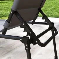 Set 2 Lettini Prendisole Reclinabili ad Altezza Regolabile, 70x201.5x45 cm, Nero e Grigio