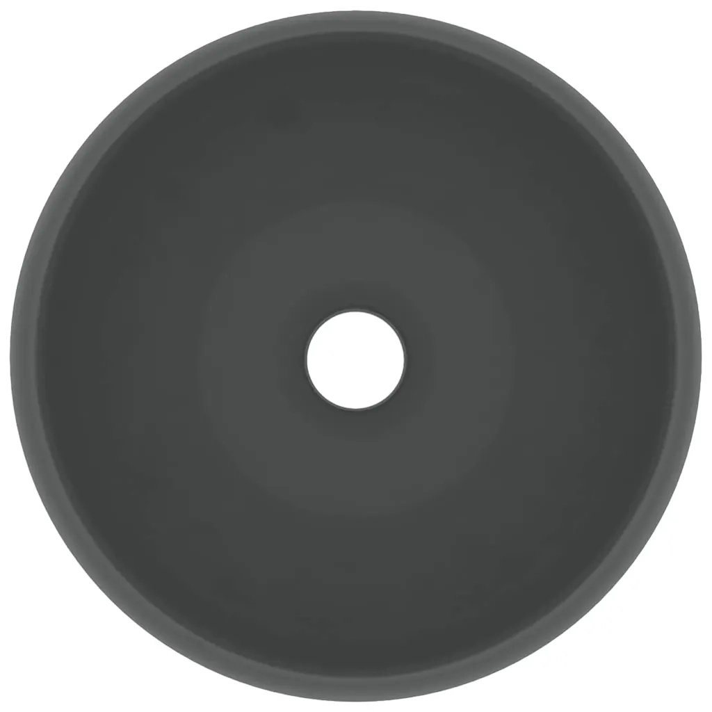 Lavandino Lusso Rotondo Grigio Scuro Opaco 40x15 cm in Ceramica cod mxl 39844