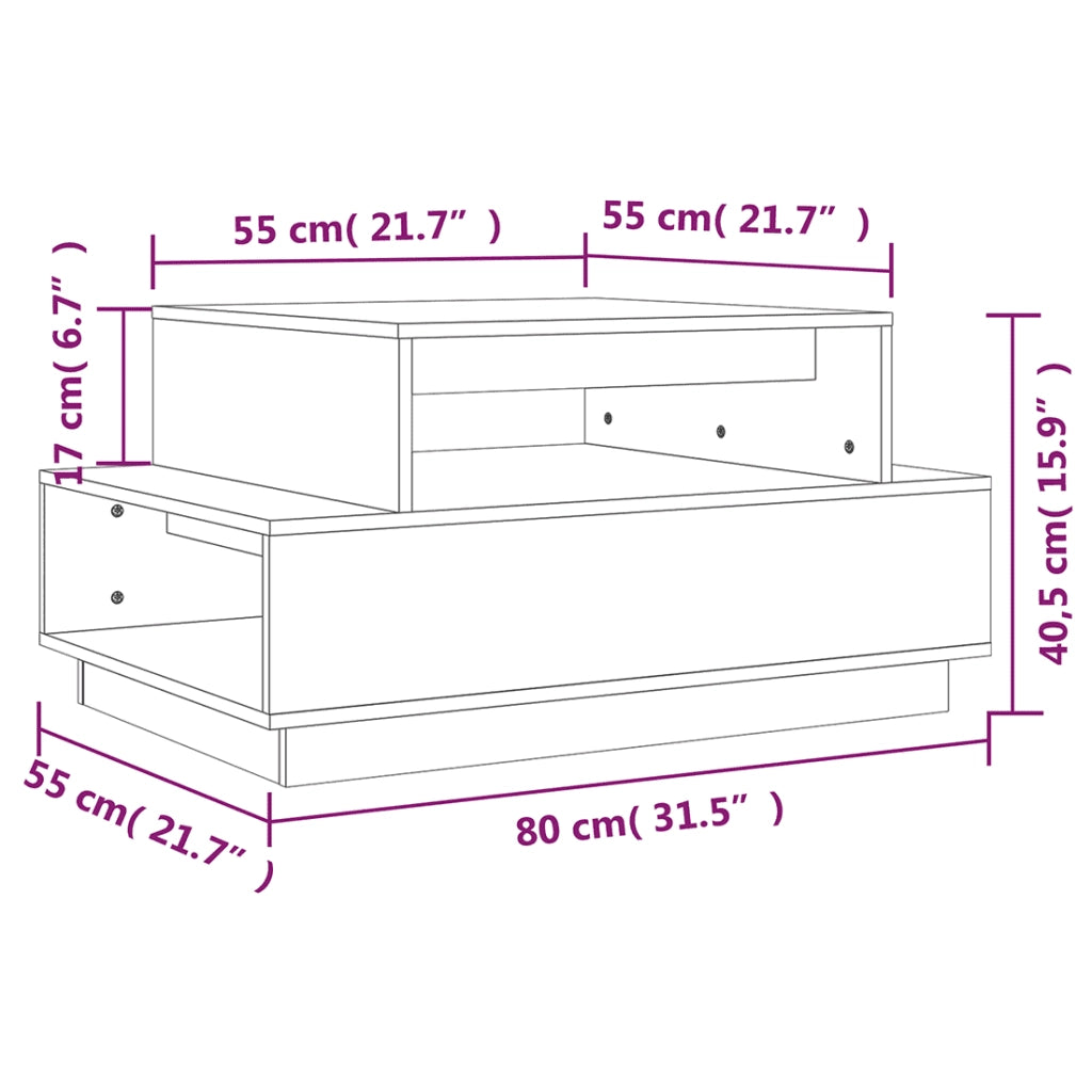 Tavolino da Salotto-Tavolino da soggiorno-Tavolo ambra 80x55x40,5 cm Legno Massello di Pino