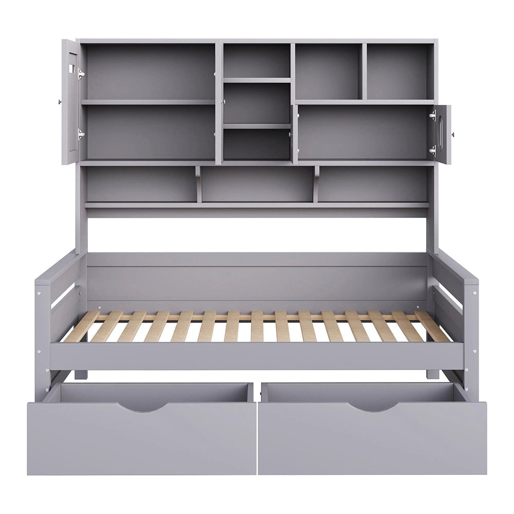 Divano letto legno 90x200cm?- Xylo - cassetto grigio