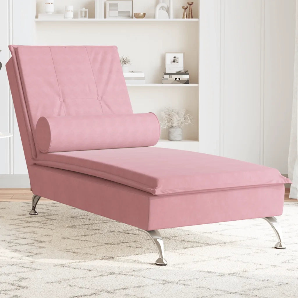 Chaise Longue Massaggi con Cuscino Rosa in Velluto CFW8480643