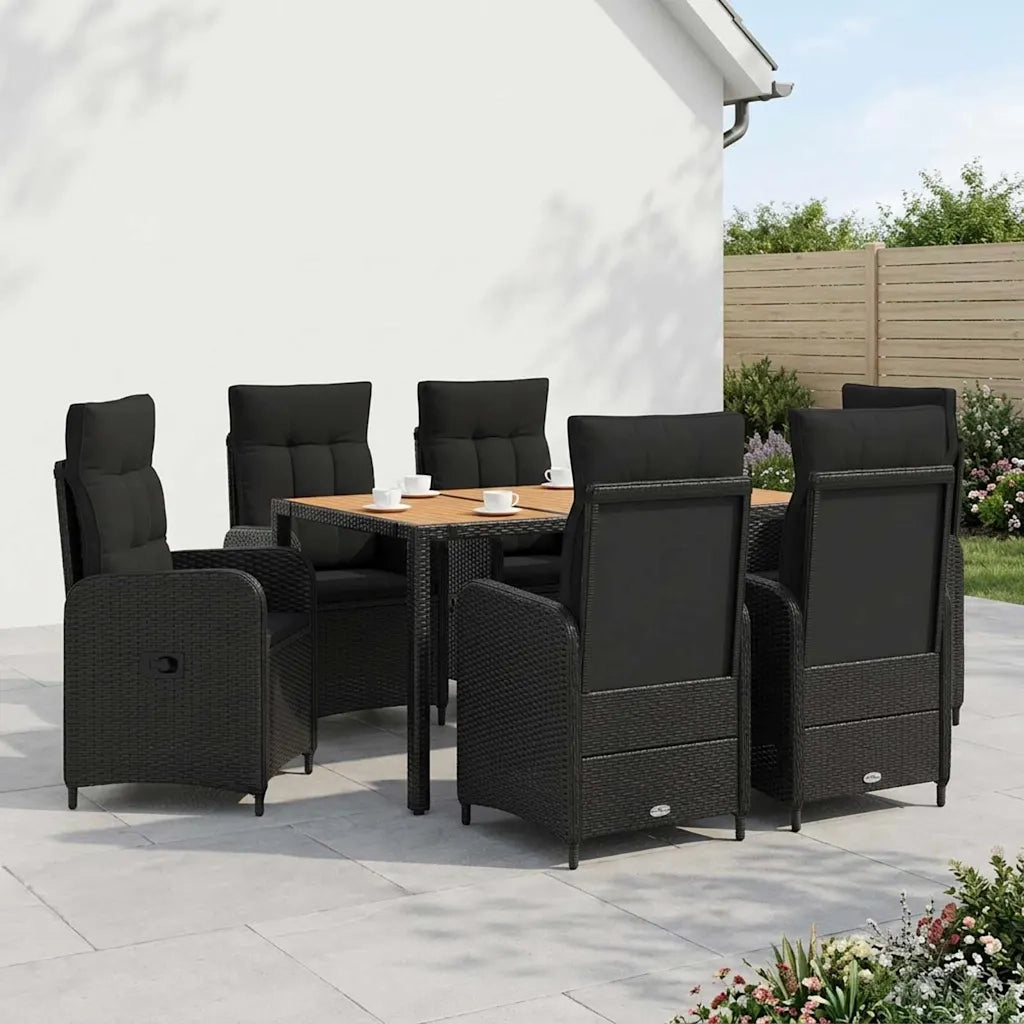 Set da pranzo per esterni 7 pz Nero 3422269