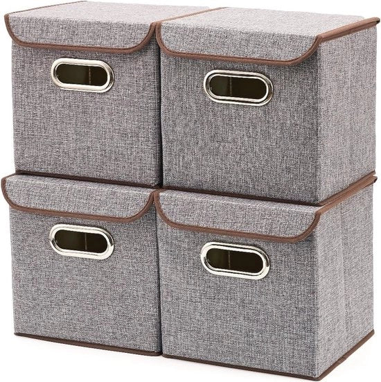 Set di scatole da ripiegare da 4 - Contenitori di stoffa multifunzionali per casa e ufficio - 25 cm cubo