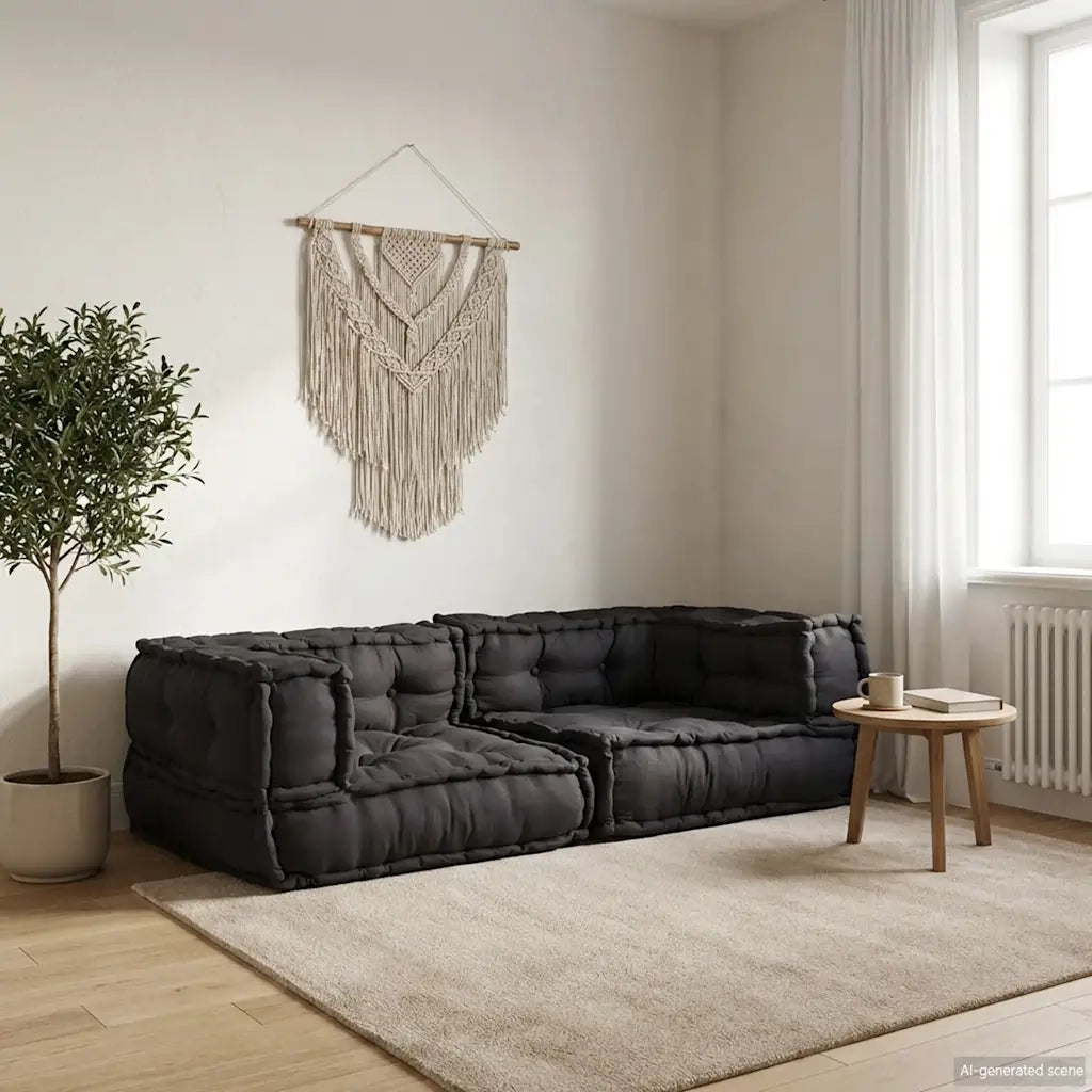 Divano Modulare a 2 Posti Antracite 140x70x36 in Tessuto 4019028