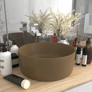 Lavandino Lusso-Lavabo-Lavello Rotondo Crema Opaco 40x15 cm in Ceramica
