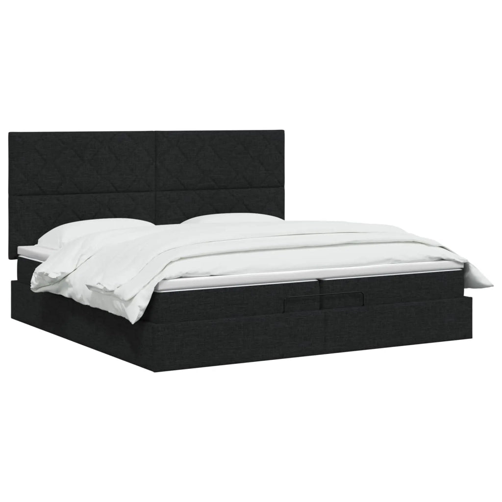 Letto Ottomano con Materasso e LED Nero 200 x 200 cm Tessuto 3458182