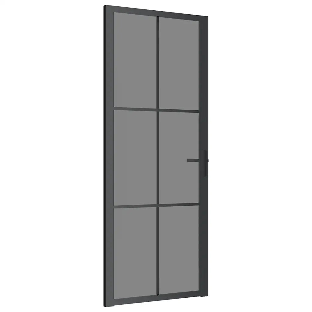 Porta Interna 83x201,5 cm Nera in Vetro ESG e Alluminiocod mxl 103022