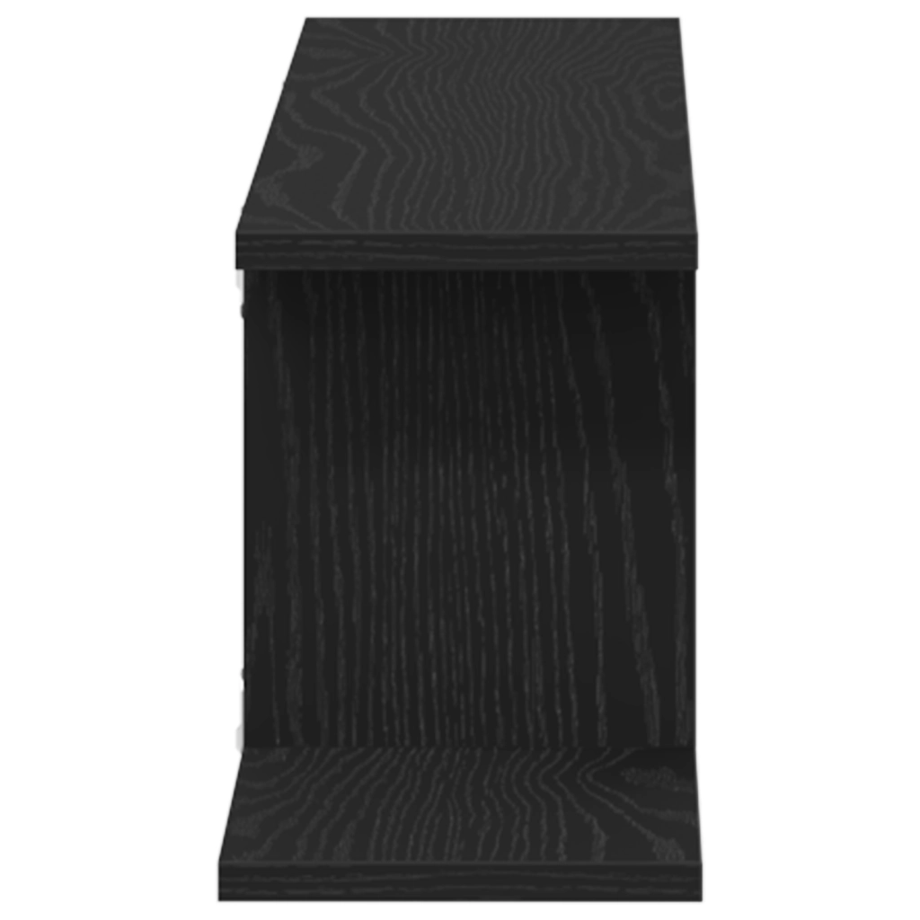 Mensola TV da parete  nera in rovere 125x18x23 cm in legno ingegnerizzato