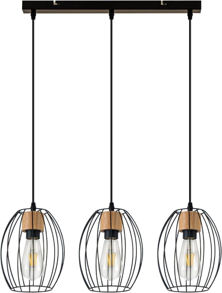 Lampada a sospensione ZMH 3 luci E27 vintage nera lampada a sospensione da cucina per soggiorno camera da letto