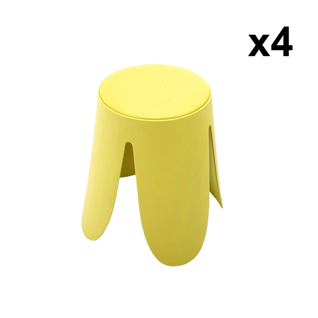 Set 4 sgabelli impilabili in ecopelle, giallo
