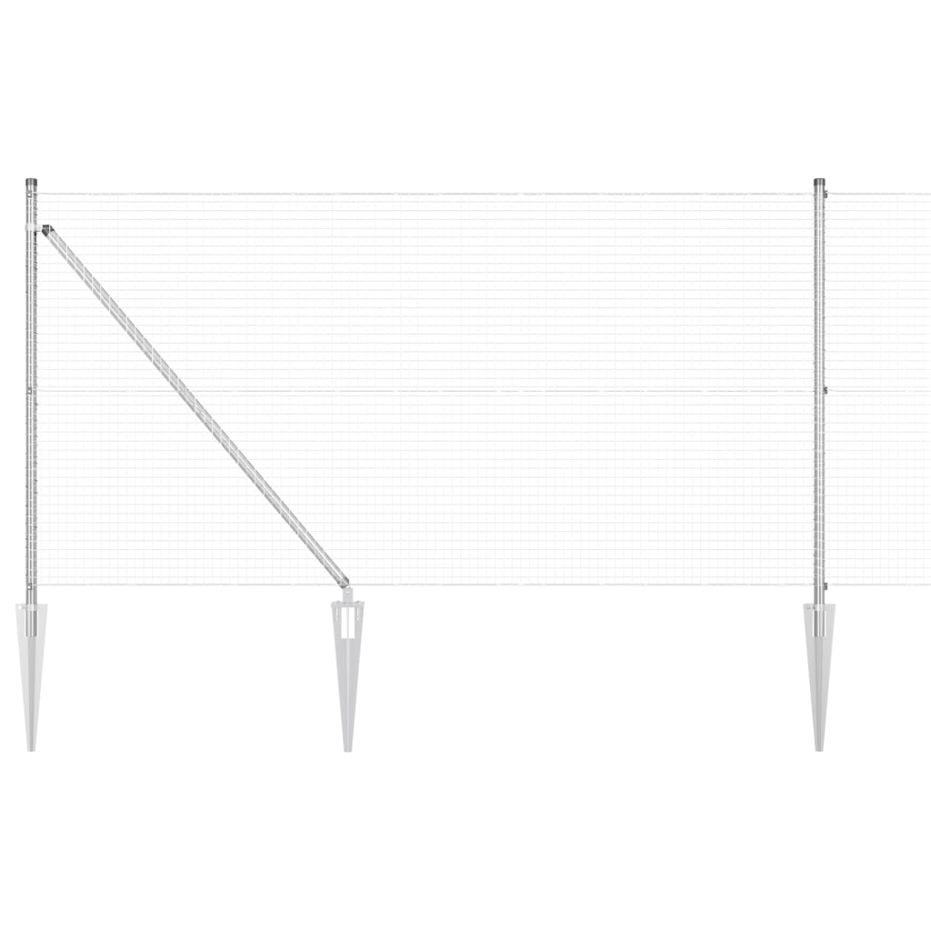 Set di Pali di Recinzione 2 Pezzi Acciaio Zincato 25 x 1 m