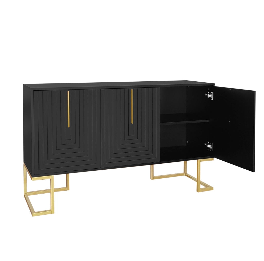 Credenza 3 ante con ripiani regolabili; MDF e pannello truciolare nero