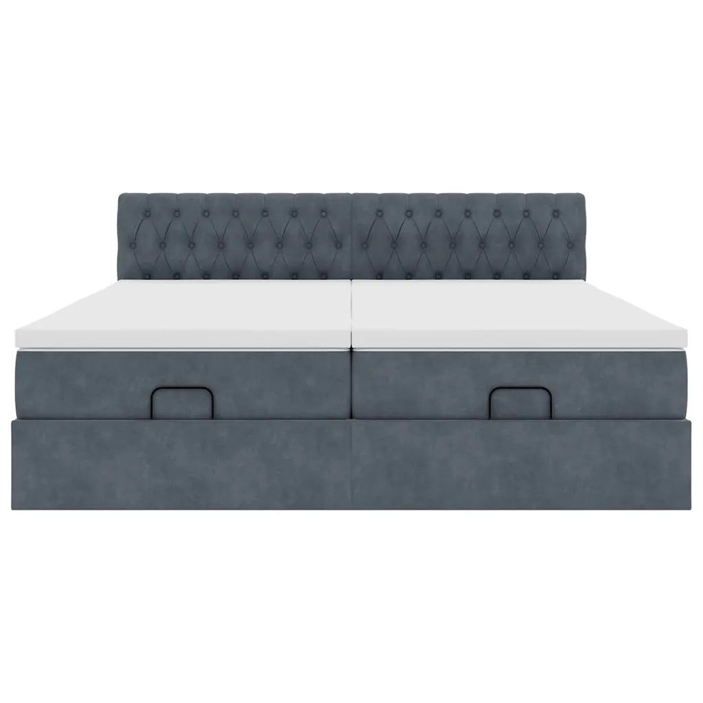 Struttura Letto Pouf con Materassi 200x200 cm Velluto 3312099