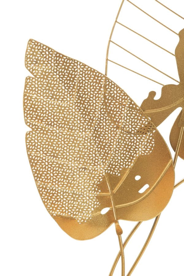 Pannello da Muro Autumn Leaf Oro 53x4x84,5 cm in Ferro