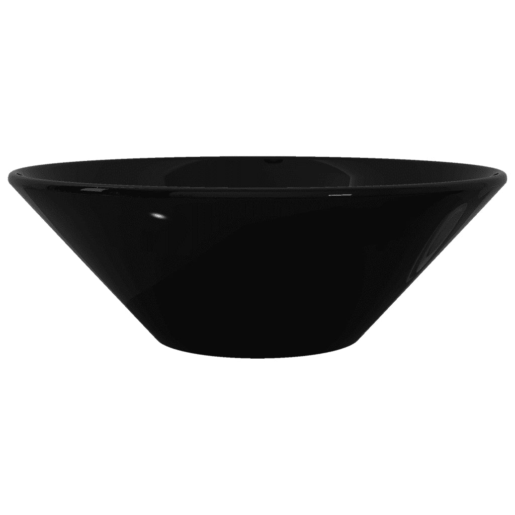 Lavandino da bagno in ceramica nera rotondo 141927
