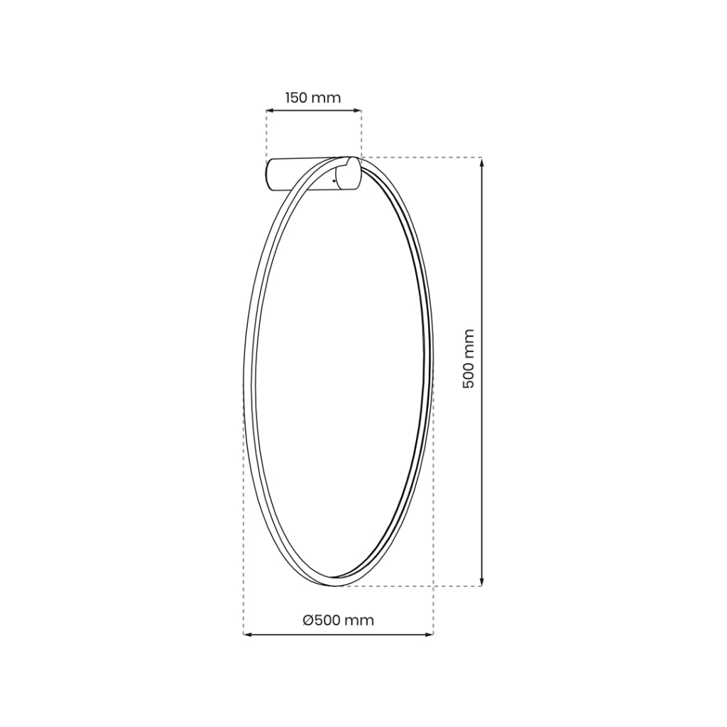 Applique bagno ad anello Ø50 nero LED 25W Milagro