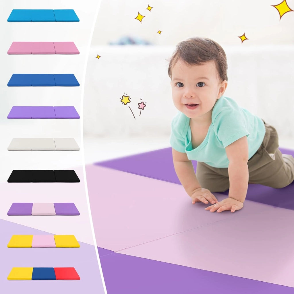 Tappetino da Yoga Spesso, Tappetino Fitness Pieghevole e Portatile con Imbottitura in EPE, Cerniera e Maniglie, Materassino Allenamento da Casa e Palestra, 180 X 60 X 5 cm